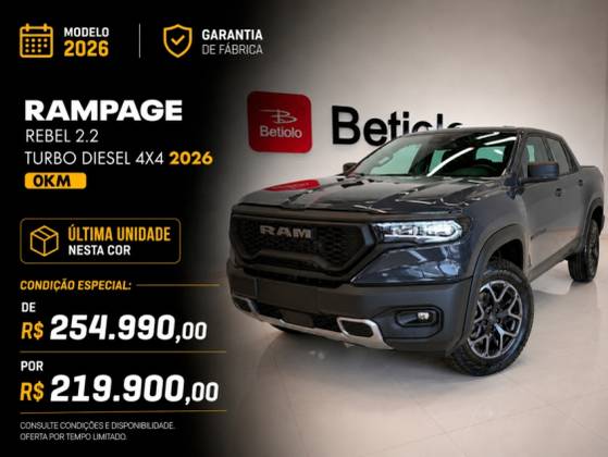 RAM RAMPAGE 2.2 TURBO DIESEL REBEL 4X4 AUTOMÁTICO RAM RAMPAGE 2.2 TURBO DIESEL REBEL 4X4 AUTOMÁTICO